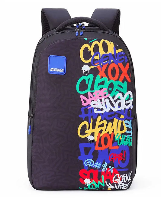 American Tourister Drip 33L Graffiti Backpack | 18 Inch School Bag with 3 Compartments for Boys & Girls
