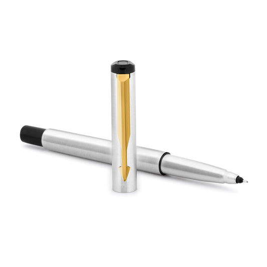 Parker Vector Stainless Steel Gold Trim Roller Ball Pen