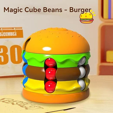 Magic Cube Beans Burger Puzzle Toy | Fidget Sensory Stress Relief | Color Matching Brain Teaser for Kids & Adults