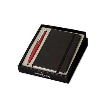 Sheaffer Gift Set VFM Ballpoint Pen With A6 Notebook Excessive Red With Chrome Trims