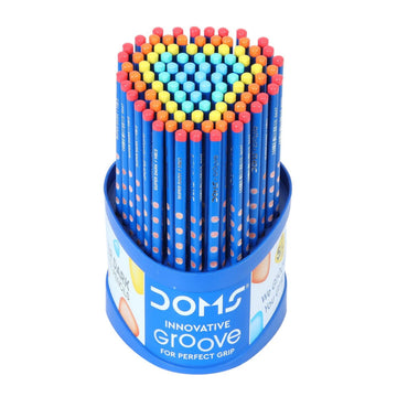 Doms Groove Super Dark Graphite Pencils | Innovative Groove For Perfect Grip | Tumbler Set Of 100 Pieces