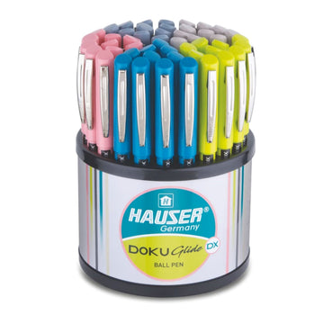 Hauser Doku Glide 0.7mm Ball Pens | Comfortable Grip | Counter Stand PK50