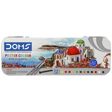 Doms Poster Colour Paint Set (12 Colours) | Bright & Opaque Paints for Kids & Students