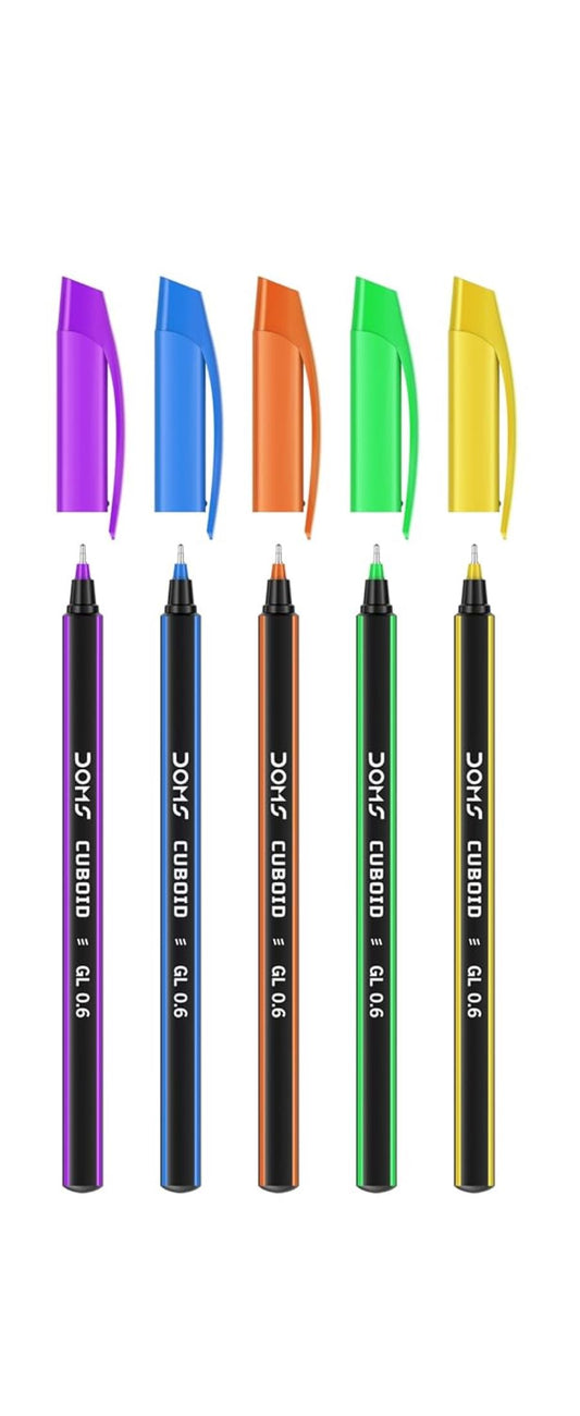 Doms Cuboid Ball Pen Jar Pack 0.6 mm | Smooth Ink Pens for Daily Writing