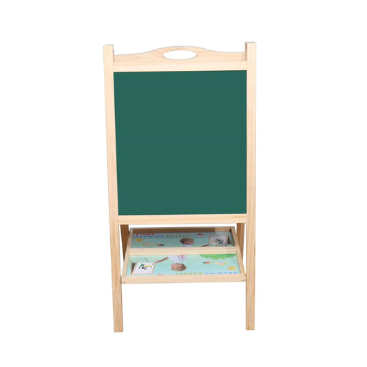 OBASIX® Magnetic Foldable Whiteboard and Green Chalkboard with Beads for Children|Natural Pinewood| WBCB-01
