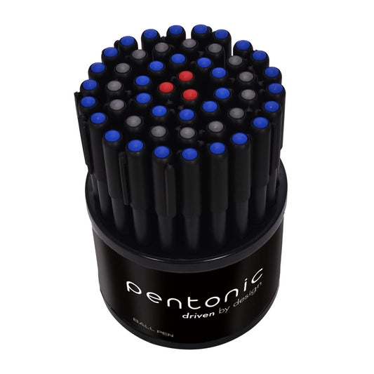 Pentonic 0.7 mm Ball Point Pen – Black Body, Blue Ink | Tumbler Pack of 50