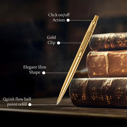 Parker Classic Gold Trim Ball Pen | Blue Ink | Ballpoint Pen for Smooth Writing