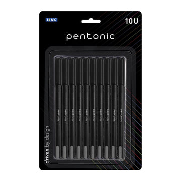 Pentonic 0.7mm Smooth Ball Pens | Black Body | Set of 10 for Office & School