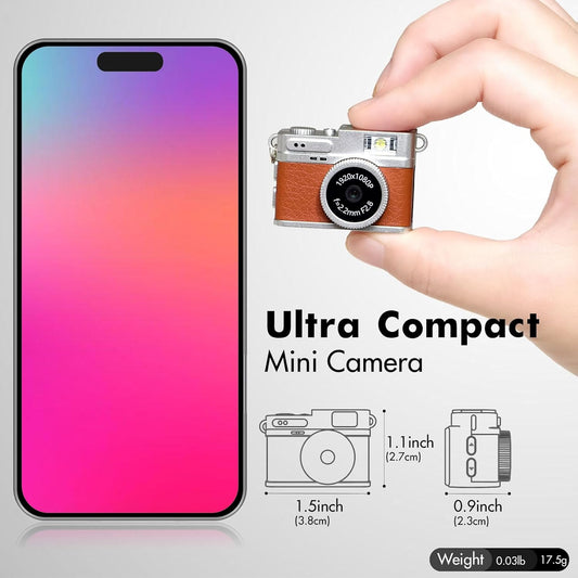 Mini Retro Camera,1080P Keychain Camera, Nostalgic Vintage Tiny Digital Camera with 64GB Card