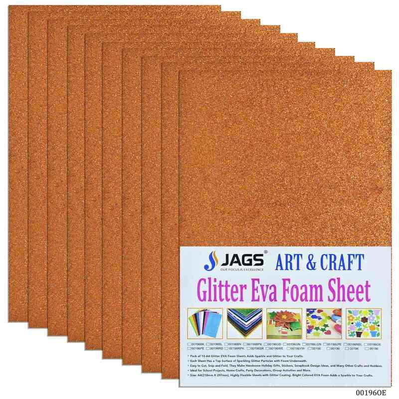 A4 Glitter Foam Sheet Without Stk Orange