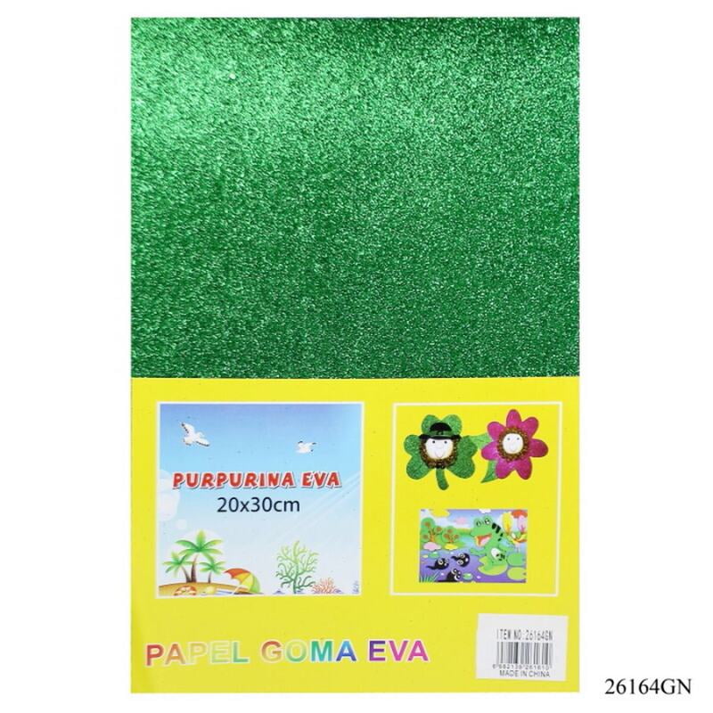 A4 Glitter Foam Sheet With Sticker Green 26164GN(JG)