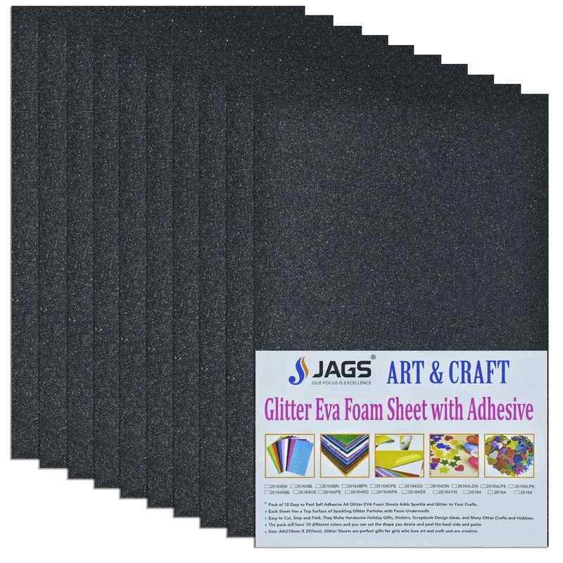 A4 Glitter Foam Sheet With Sticker Black 26164BK(JG)