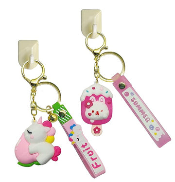 Cartoon Theme Keychain – 3D Fancy Rubber Key Chain, Kawaii Keychains.