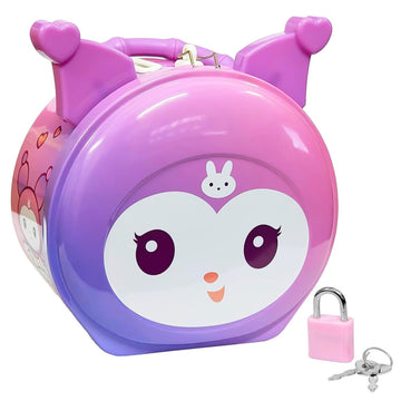 Cute Cartoon Money Saving Box with Lock & Key – Kids Piggy Bank (Multi-Color)