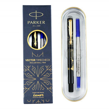 Parker Special Edition Vector Time Check Gold Trim Roller Ball Pen | Ink Color Blue | Navigator Technology