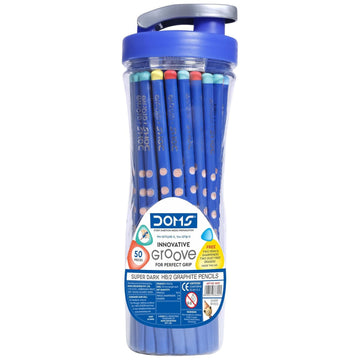 Doms Groove Super Dark HB/2 Graphite Pencils Jar Pack | 50 Pcs Pencils
