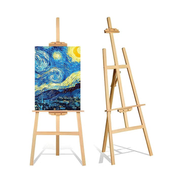 OBASIX® Premium Artist Wooden Easel Stand 5 FEET with Angle and Height Adjustment for Canvas Painting Display 5 ft [154 cm]