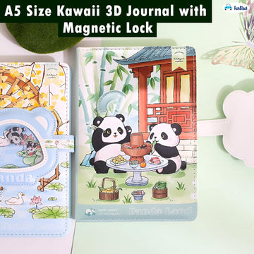 A5 Kawaii 3D Panda Journal with Magnetic Lock – Cute, Secure & Stylish!