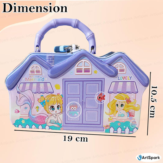 Mermaid House Money Saving Box with Lock & Key – Kids Piggy Bank (Purple) 4335 (SB)