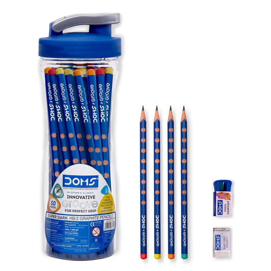Doms Groove Super Dark HB/2 Graphite Pencils Jar Pack | 50 Pcs Pencils