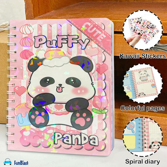 Puffy Panda Spiral Diary – Cute, Fun & Perfect for Everyday Writing! (NB-32K-0358)