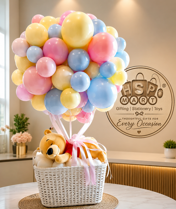 Teddy Balloon Basket Gift Hamper