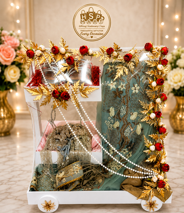 Luxury Bridal Trousseau Gift Hamper | Premium Wedding Dress Organizer | Floral Gift Packing Box