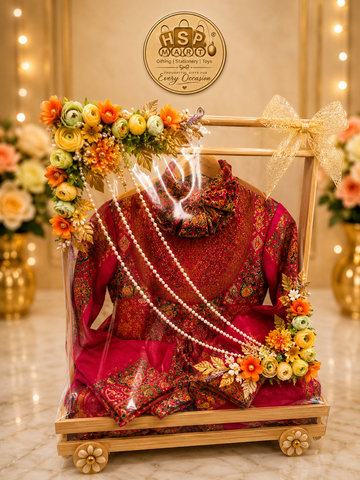 Luxury Bridal Dress Gift Hamper | Wedding Trousseau Packaging Box | Premium Floral Gift Presentation