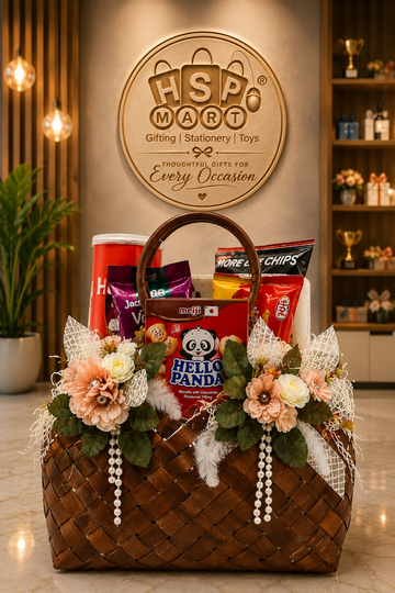 Premium Decorative Gift Hamper Basket | Elegant Floral Snack Gift Basket | Perfect for Every Occasion