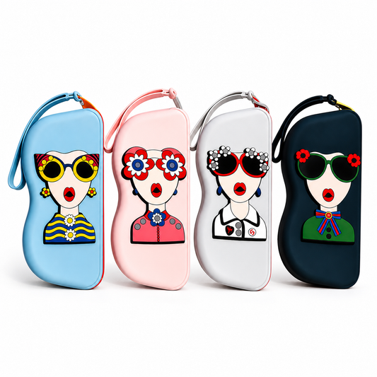 Cute Girl Design Multipurpose Zipper Pouch with Wrist Strap – Navy Blue