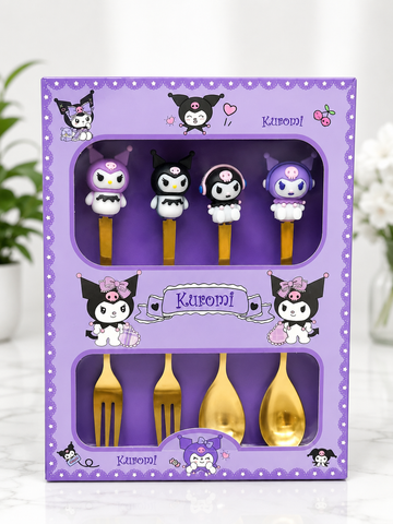Kuromi Cutlery Set (Set of 4) – Adorable Mealtime Fun