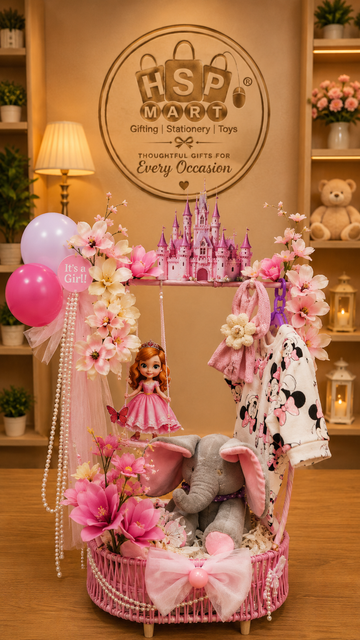 Premium Baby Girl Luxury Gift Hamper | Newborn Welcome Basket | Baby Shower Gift Set