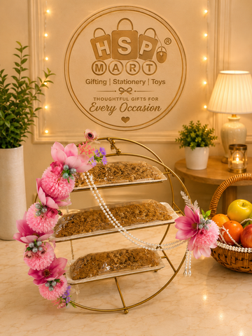Luxury 3-Tier Dry Fruit Gift Hamper Stand | Premium Floral Gift Basket