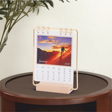 Wooden with Metal Body Table Calendar