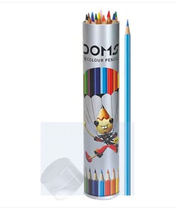 DOMS FSN Round Shaped Colour Pencils in Tin Box | Multicolor Pencil Set for Students