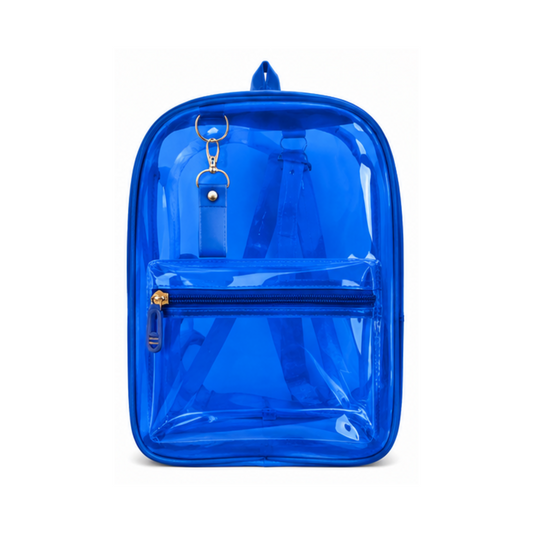 Transparent Backpack with Front Zipper Pocket – Colorful Multipurpose Clear Bag