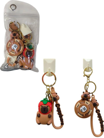 Cute Bear Cartoon Keychain with Lucky Spinner & Strawberry Charm