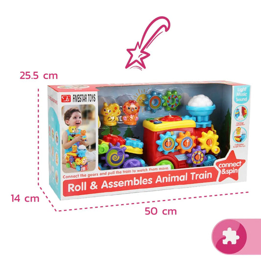 Roll & Assembles Animal Train – Connect & Spin Toy Set