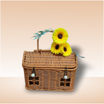 Premium Handwoven Gift Hamper Basket with Sunflower Design