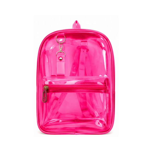 Transparent Backpack with Front Zipper Pocket – Colorful Multipurpose Clear Bag