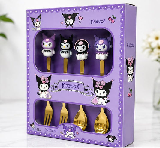 Kuromi Cutlery Set (Set of 4) – Adorable Mealtime Fun