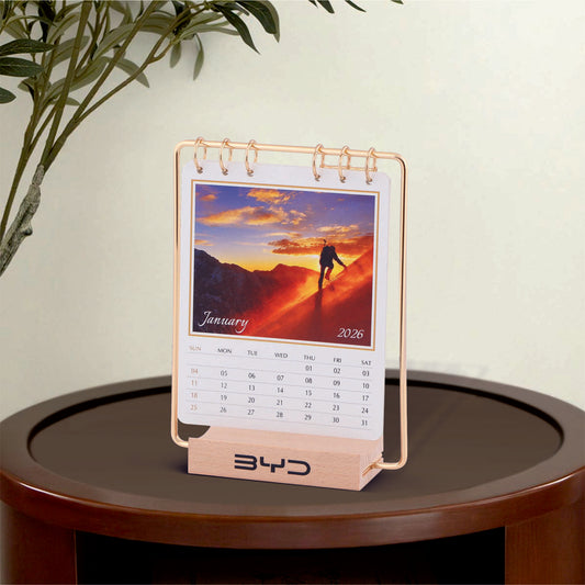 Wooden with Metal Body Table Calendar